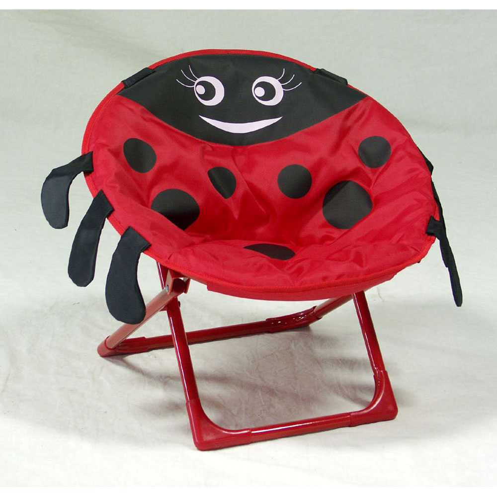 Lady Bug Comfortable Kids and Toddler Saucer Chair Folding Moon Chair for Indoor and Outdoor 